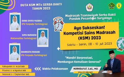 3 PESERTA DIDIK MTs. SERBA BAKTI MENGIKUTI KOMPETISI SAINS MADRASAH (KSM) TAHUN 2023
