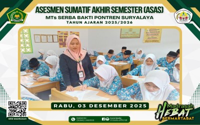 Hari Ketiga ASAS 2025-2026 Berjalan Tertib, Peserta Didik MTs Serba Bakti Tetap Antusias Mengikuti Ujian
